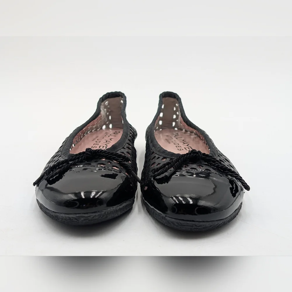 Paul Mayers Attitudes Ballet Flats Sz 8B Black Patent & Mesh Leather Women Shoes - Picture 14 of 17